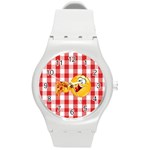 pizza Emoji  Round Plastic Sport Watch (M)