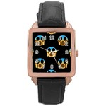 scream Emojis Rose Gold Leather Watch 