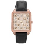 mens barber Rose Gold Leather Watch 