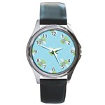 winged money Emoji  Round Metal Watch