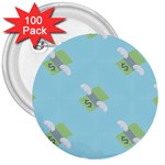 winged money Emoji  3  Button (100 pack)