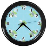 winged money Emoji  Wall Clock (Black)