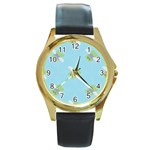 winged money Emoji  Round Gold Metal Watch