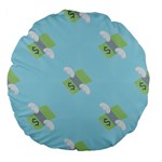 winged money Emoji  Large 18  Premium Flano Round Cushion 