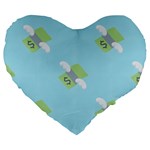 winged money Emoji  Large 19  Premium Flano Heart Shape Cushion