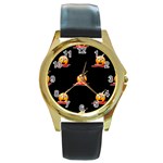 bloody Emoji Round Gold Metal Watch