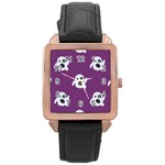 ghost Emoji  Rose Gold Leather Watch 