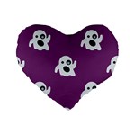 ghost Emoji  Standard 16  Premium Flano Heart Shape Cushion 