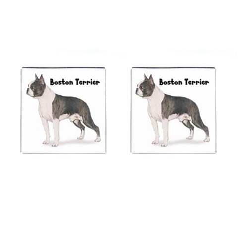 Boston Terrier Cufflinks (Square) from ArtsNow.com Front(Pair)