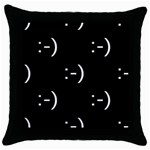 happy face Kaomoji Throw Pillow Case (Black)