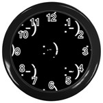 happy face Kaomoji Wall Clock (Black)