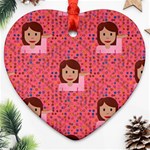 brunette girl emoji Ornament (Heart)