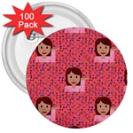 brunette girl emoji 3  Button (100 pack)