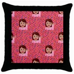 brunette girl emoji Throw Pillow Case (Black)