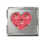 brunette girl emoji Mega Link Heart Italian Charm (18mm)