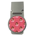 brunette girl emoji Money Clip (Round)