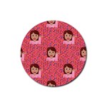 brunette girl emoji Rubber Coaster (Round)