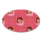 brunette girl emoji Magnet (Oval)