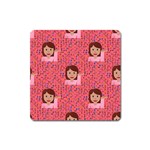 brunette girl emoji Magnet (Square)