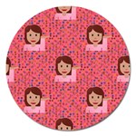 brunette girl emoji Magnet 5  (Round)