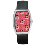 brunette girl emoji Barrel Style Metal Watch