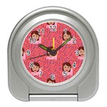 brunette girl emoji Travel Alarm Clock