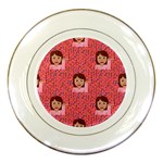 brunette girl emoji Porcelain Plate