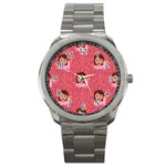 brunette girl emoji Sport Metal Watch