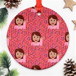 brunette girl emoji Round Ornament (Two Sides)