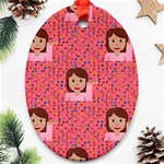 brunette girl emoji Oval Ornament (Two Sides)