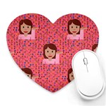 brunette girl emoji Heart Mousepad