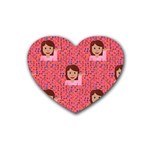 brunette girl emoji Rubber Coaster (Heart)