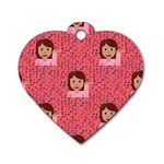 brunette girl emoji Dog Tag Heart (One Side)