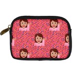 brunette girl emoji Digital Camera Leather Case