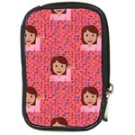 brunette girl emoji Compact Camera Leather Case