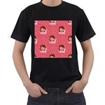 brunette girl emoji Men s T-Shirt (Black)