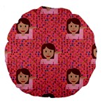 brunette girl emoji Large 18  Premium Round Cushion 