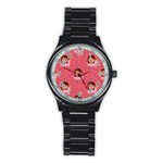 brunette girl emoji Stainless Steel Round Watch