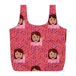 brunette girl emoji Full Print Recycle Bag (L)