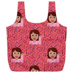 brunette girl emoji Full Print Recycle Bag (XL)