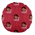 brunette girl emoji Large 18  Premium Flano Round Cushion 