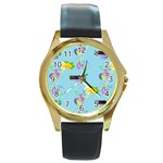 Lemon Party Round Gold Metal Watch