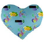 Lemon Party Large 19  Premium Flano Heart Shape Cushion