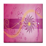  Pink graphic art ceramic wall tile / Tile Coaster / Tile trivet