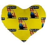 Rosie the riveter Large 19  Premium Flano Heart Shape Cushion