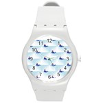 kawaii narwhal Round Plastic Sport Watch (M)