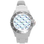 kawaii narwhal Round Plastic Sport Watch (L)