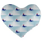 kawaii narwhal Large 19  Premium Heart Shape Cushion