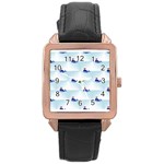 kawaii narwhal Rose Gold Leather Watch 