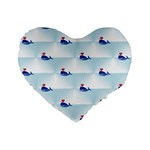 kawaii narwhal Standard 16  Premium Flano Heart Shape Cushion 